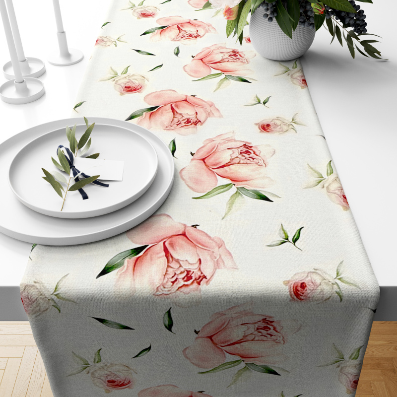 Ervi Teflonový běhoun na stůl Royal Lux - Romantické pivoňky