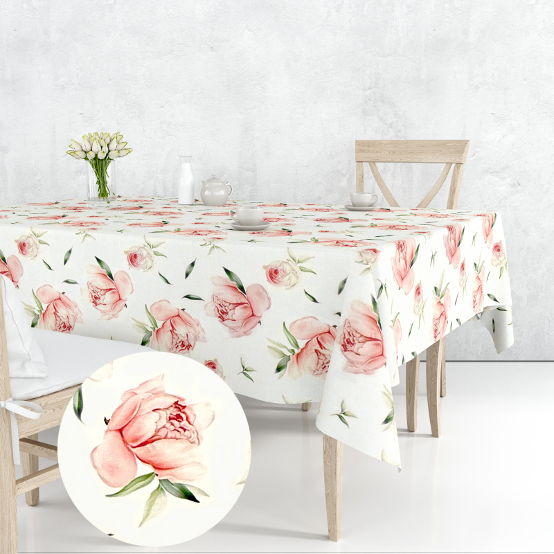 Ervi Teflonový ubrus na stůl obdélníkový Royal Lux - Romantické pivoňky