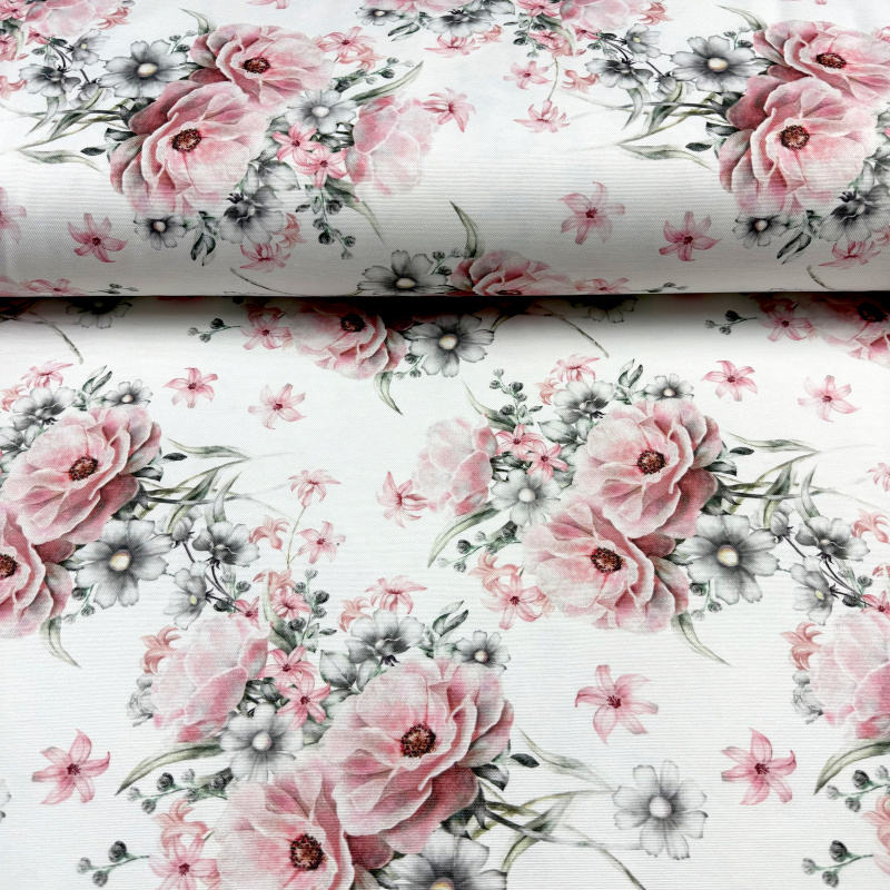 Ervi Teflonová látka Royal Lux š.180 cm - Růžová nostalgie, metráž