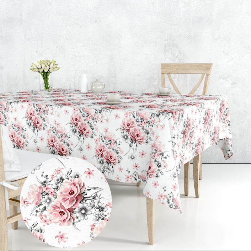 Ervi Teflonový ubrus na stůl čtvercový Royal Lux - Růžová nostalgie