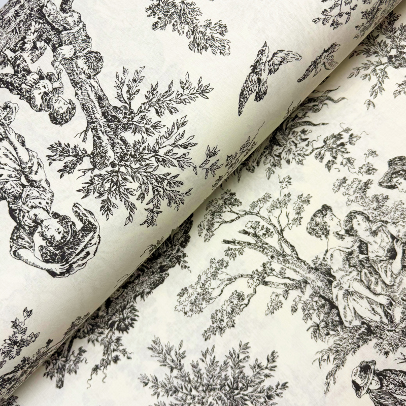 Ervi Bavlněná látka/plátno š.240cm - Toile de Jouy - 30497-1, metráž