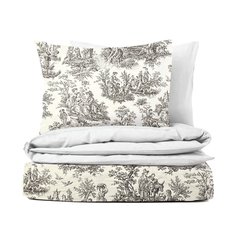 Ervi Bavlněné povlečení oboustranné - Toile de Jouy/bílé