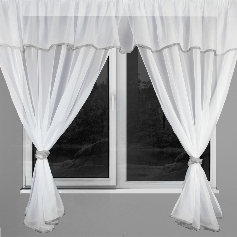 Ervi kusová hotová Voálová záclona Ella - šedá