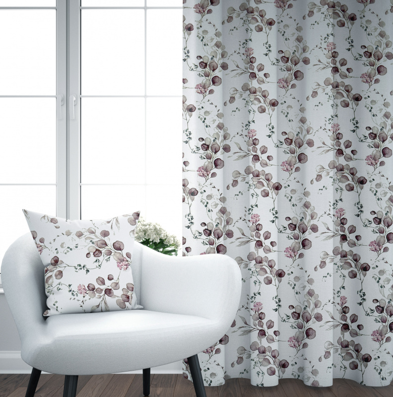 Ervi Bavlněný závěs - Eukalyptový dotek fialovo - hnědý