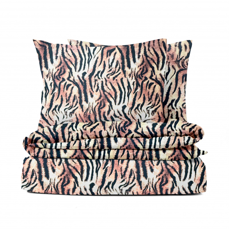 Ervi Bavlněné Saténové povlečení DELUXE - Elegance Tygří