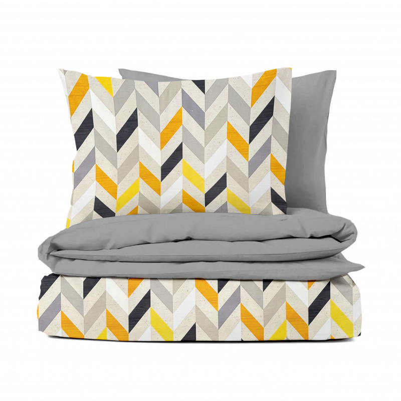 Ervi Bavlněné povlečení oboustranné - Rytmus/šedé