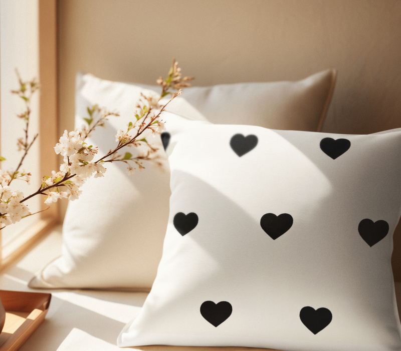 Ervi povlak na polštář Bavlněný - Srdíčka na bílém