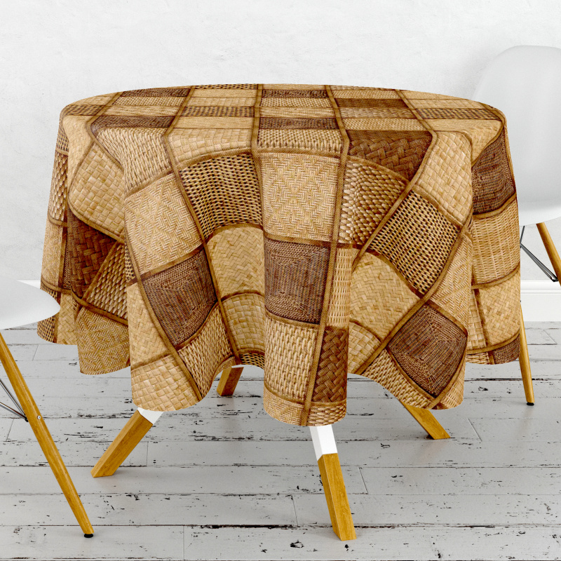 Ubrus PVC kulatý FL-1436-02 - Ratanová mozaika (různé velikosti)