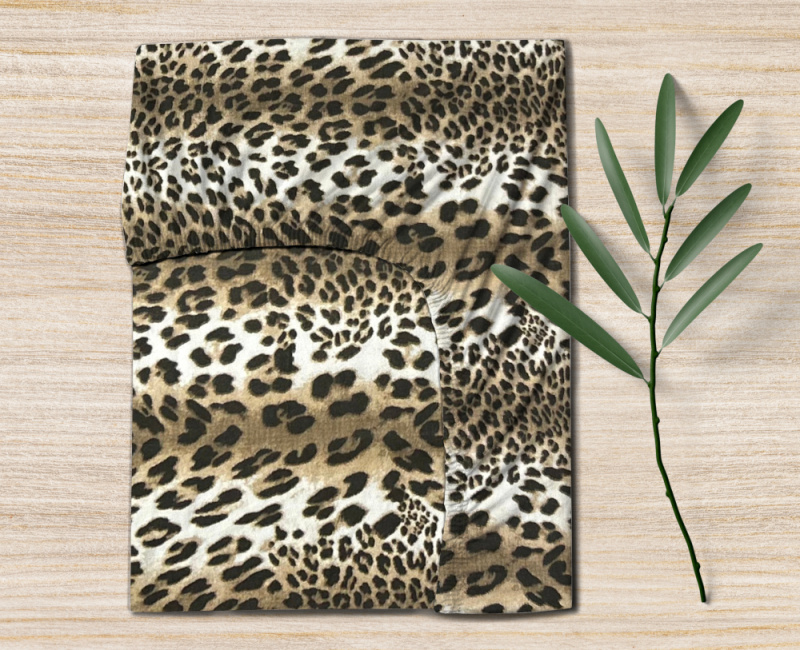 #Ervi bavlněné napínací prostěradlo - Leopard 140x200 cm