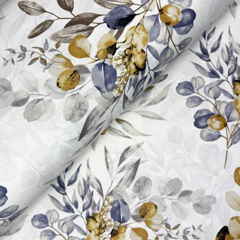 Ervi Bavlněná látka/plátno š.240cm - eukalyptové větvičky podzimní - 27673-11, metráž