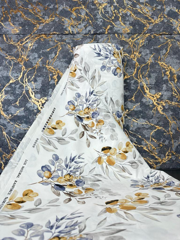 Ervi Bavlněná látka/plátno š.240cm - eukalyptové větvičky podzimní - 27673-11, metráž