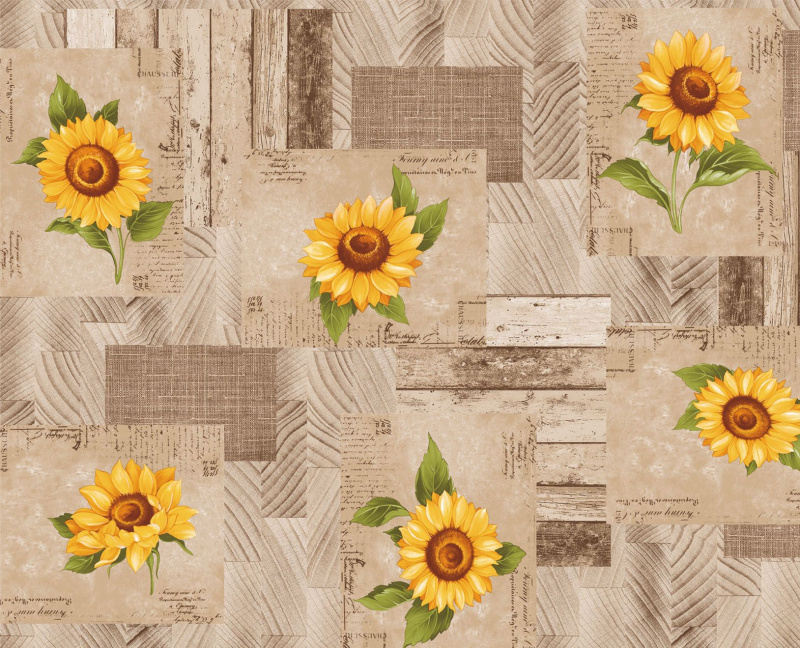 Ubrus PVC kulatý M-163A - Slunečnice (různé velikosti)