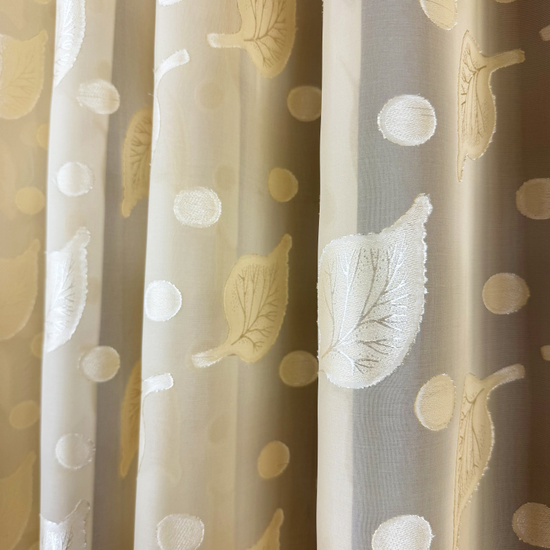 Ervi voálová záclona s olůvkem listy - béžová, metráž