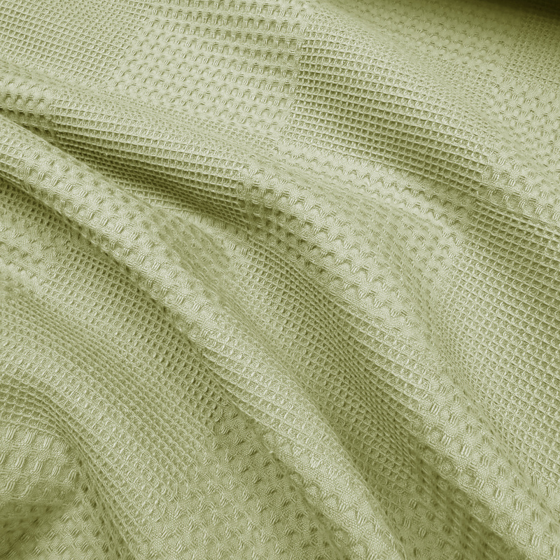 Ervi 100% Bavlněný multifunkční deka-přehoz na postel Waffle - světle olivové