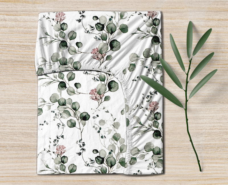 Ervi Bavlněné napínací prostěradlo - Eukalyptový dotek 2