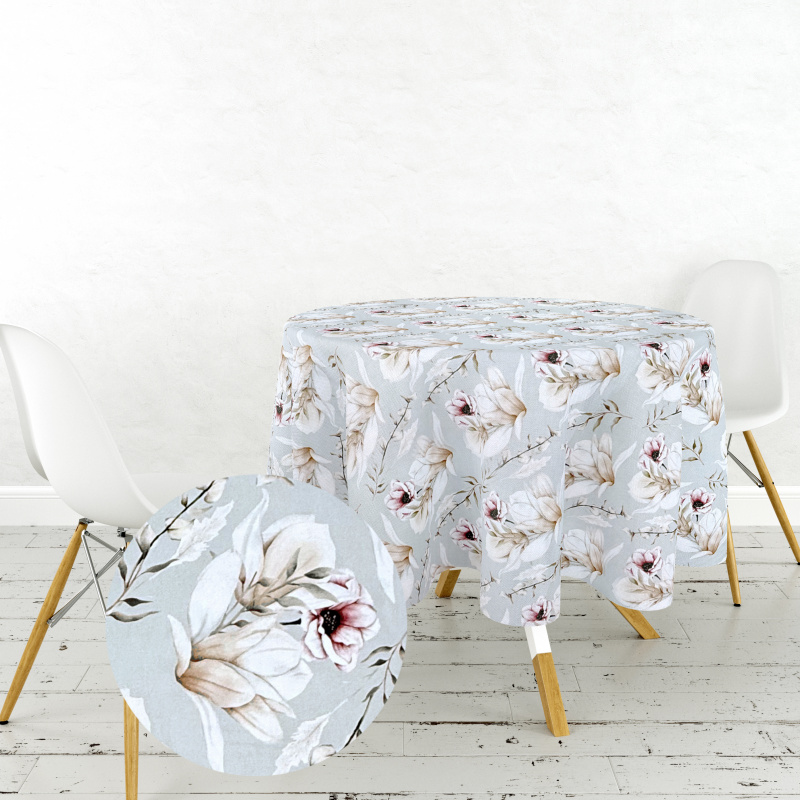 Ervi Teflonový ubrus na stůl kulatý Royal Lux - Pastelový květ