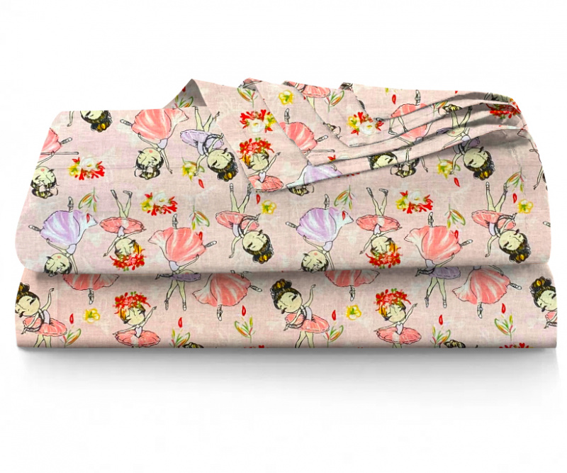 Ervi bavlněné prostěradlo baleríny na růžovém