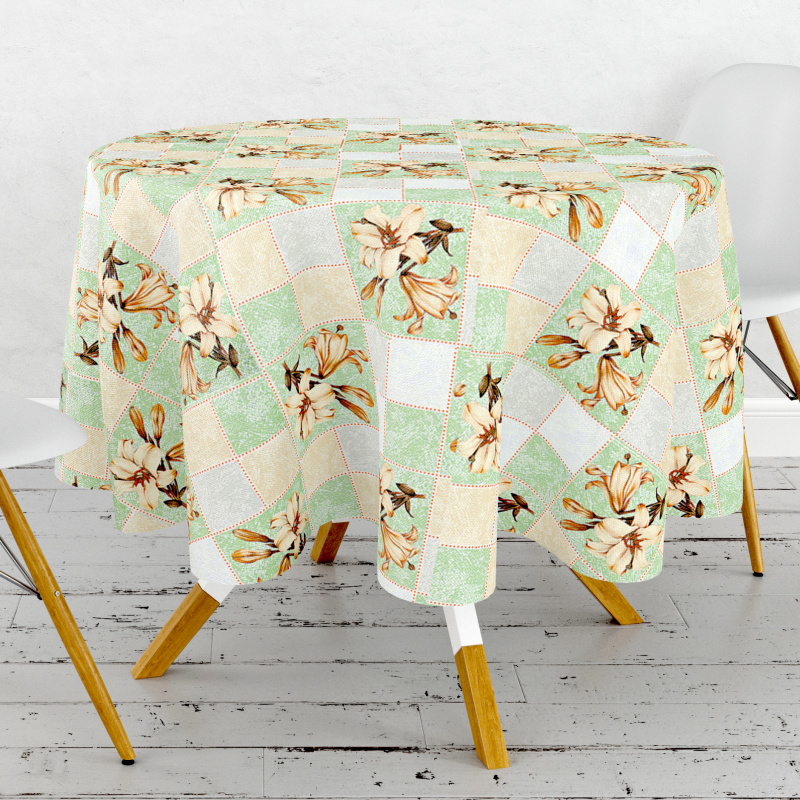 Ubrus PVC kulatý DE-118D – Jemnost lilií (různé velikosti)