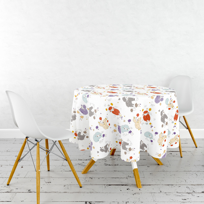 Ubrus PVC kulatý FL-1739 - Spinkající ovečky (různé velikosti)