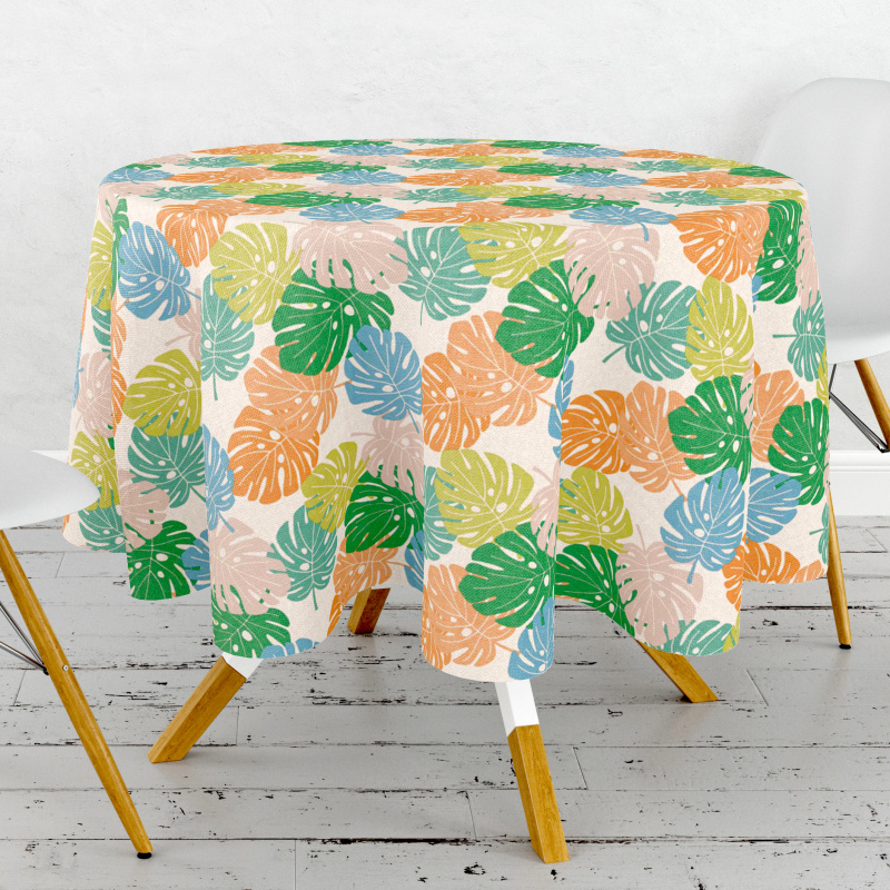 Ubrus PVC kulatý Mo-6324 – Barevné lístky (různé velikosti)