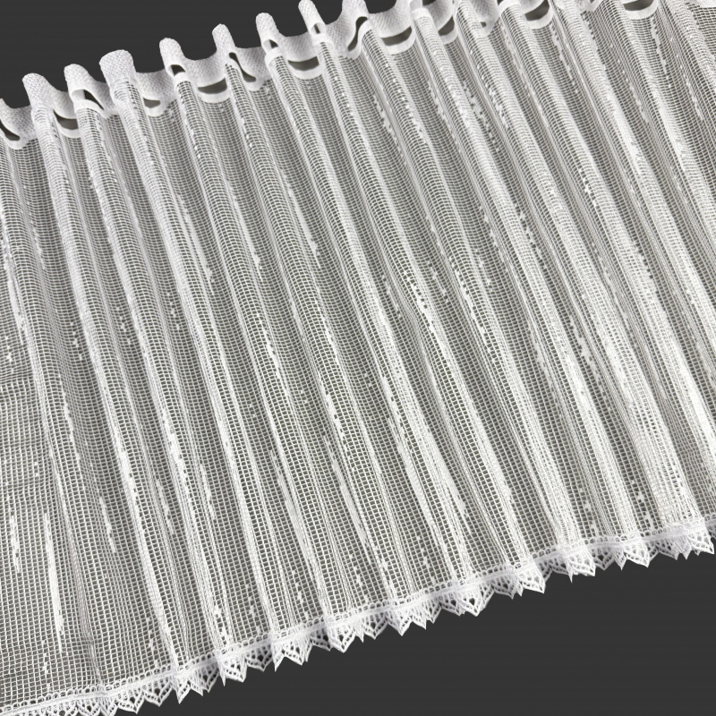 Vitrážová žakárová záclona s krajkou 11717, (různé velikosti), metráž