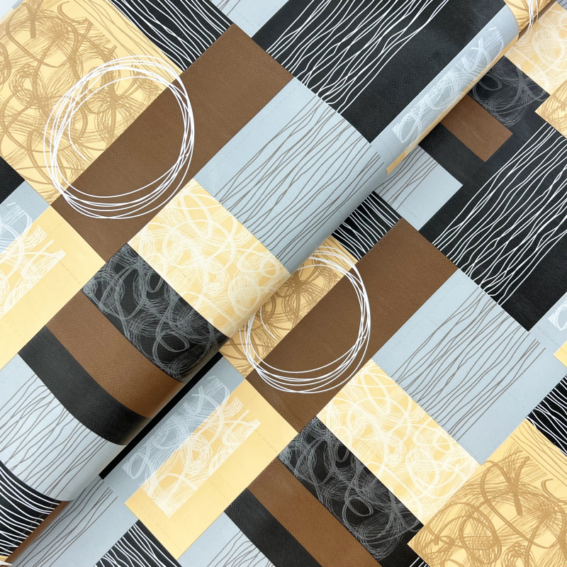 Ubrus PVC kulatý DC-225 – Moderní geometrie hnědá (různé velikosti)