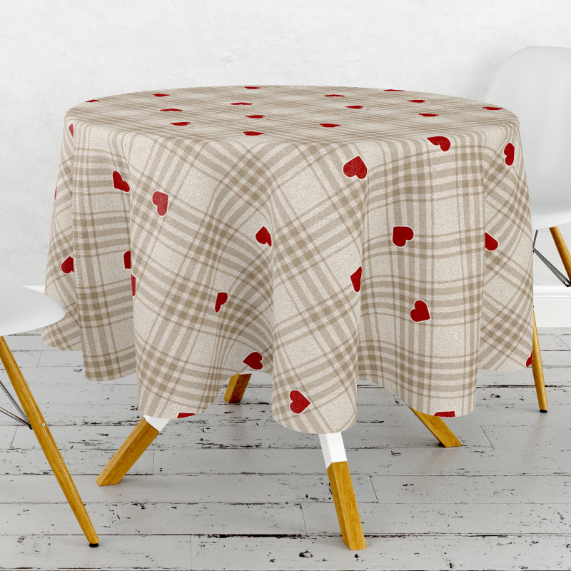 Ubrus PVC kulatý M-198A – Srdce na kostce (různé velikosti)