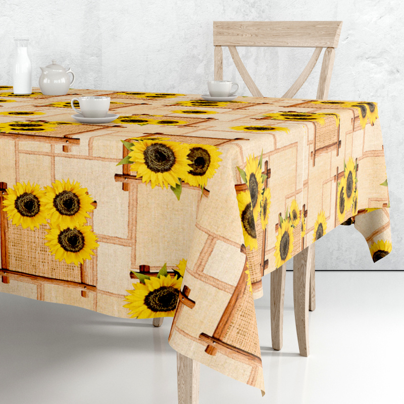 Ubrus PVC FL-1433 - Slunečnice na venkově (různé velikosti)