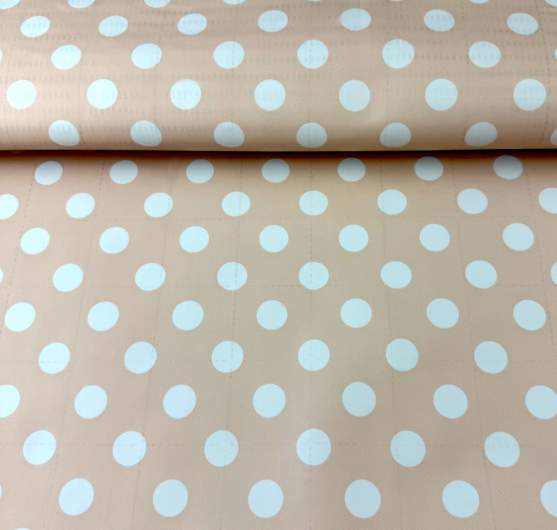 Ubrus PVC DC-416 – Puntíky na béžovém (různé velikosti)