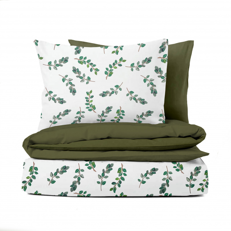 Ervi Bavlněné povlečení oboustranné - Zahradní pohoda/olivové