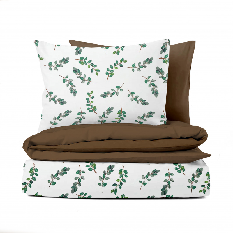 Ervi Bavlněné povlečení oboustranné - Zahradní pohoda/hnědé