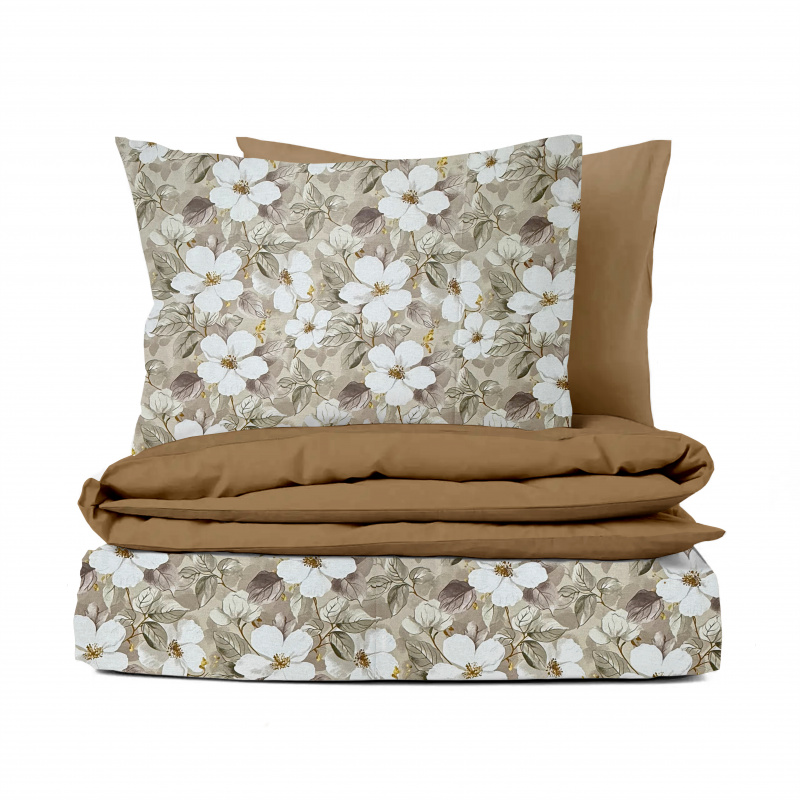 Ervi Bavlněné povlečení oboustranné - Tichá romance/hnědé