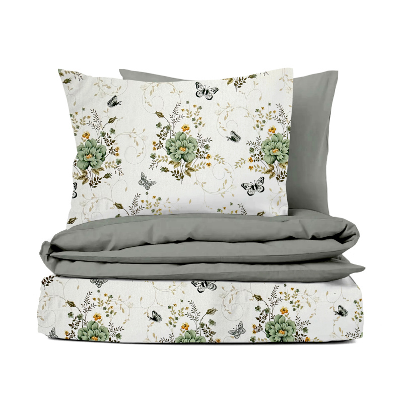 Ervi Bavlněné povlečení oboustranné - Letní poetika/šedé