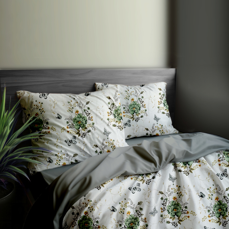 Ervi Bavlněné povlečení oboustranné - Letní poetika/šedé