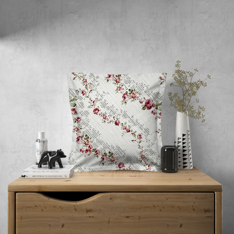 Ervi povlak na polštář bavlněný s lemem - Květinová stezka