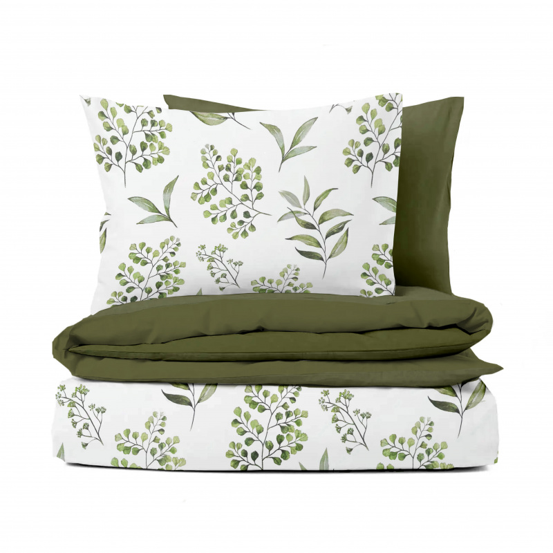 Ervi Bavlněné povlečení oboustranné - Zelená harmonie/olivové