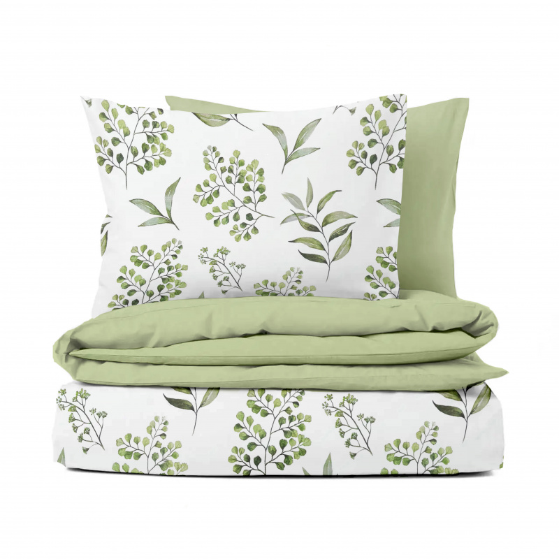 Ervi Bavlněné povlečení oboustranné - Zelená harmonie/světle olivové