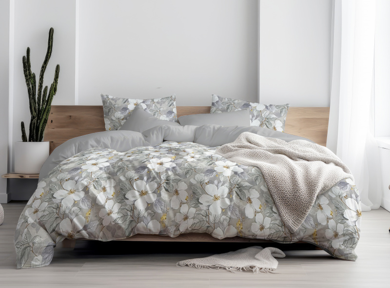 Ervi Bavlněné povlečení oboustranné - Tichá romance šedé/šedé