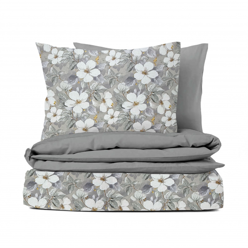 Ervi Bavlněné povlečení oboustranné - Tichá romance šedé/šedé