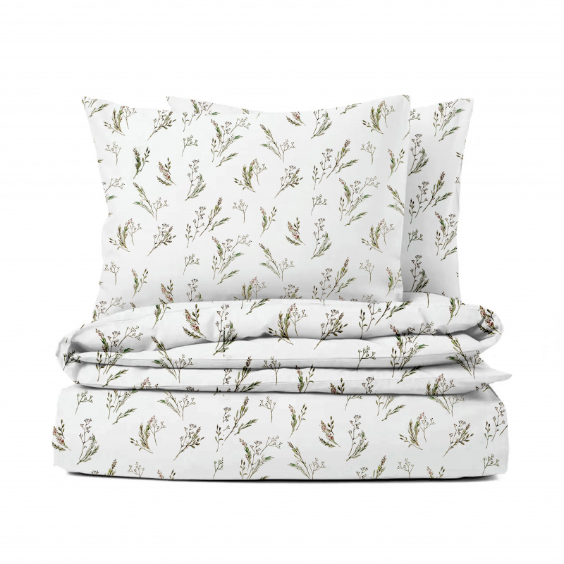 Ervi Bavlněné Saténové povlečení DELUXE - Jemné bylinky