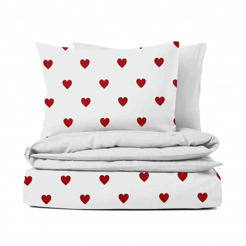 Ervi Bavlněné povlečení oboustranné - Srdíčkový sen/bílé