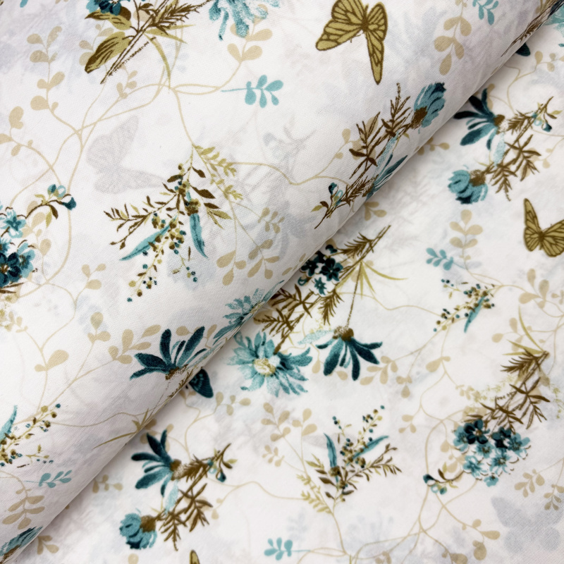 Ervi Bavlněný závěs - Tanec motýlů tyrkysový