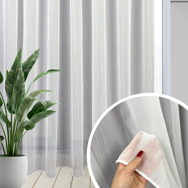 Ervi strukturovaná voálová záclona s olůvkem bílá - 7304 Harmonie, metraž