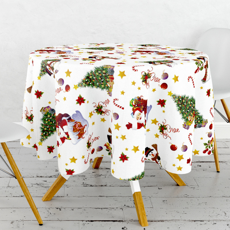 Ubrus PVC kulatý FL-1188-04 – Vánoční motiv (různé velikosti)