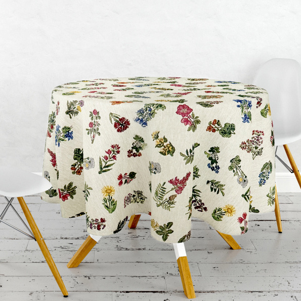 Ervi Gobelínový ubrus na stůl kulatý - Bylinková louka
