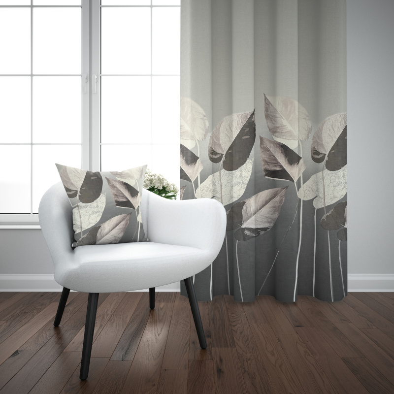 Ervi Blackout zatemňovací závěs Super print - Elegantní listí č.27