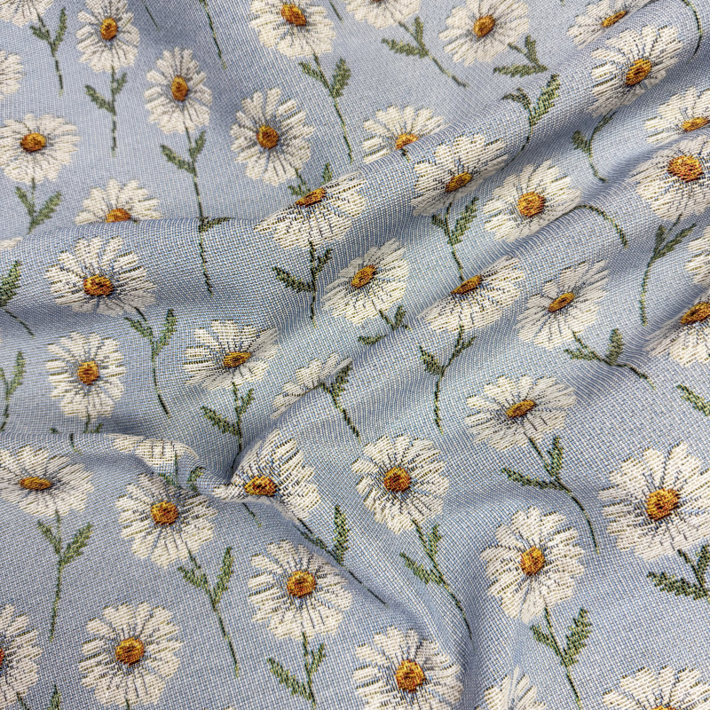 Ervi Gobelinový běhoun na stůl - Romantické kopretiny na modrém